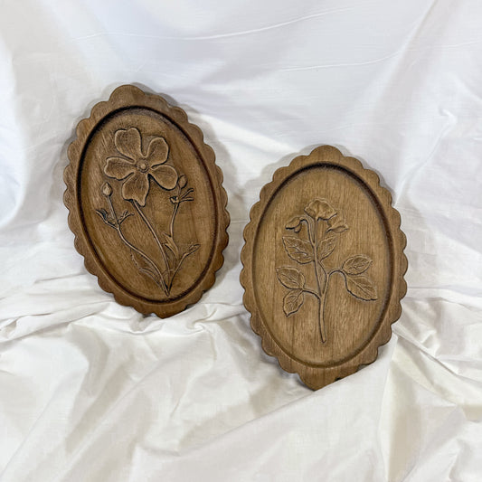 Wooden Etched Floral Wall Art