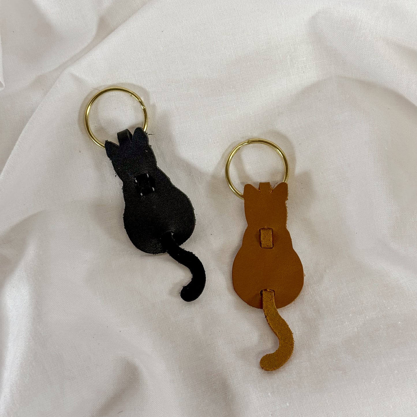 Leather Cat Keychain