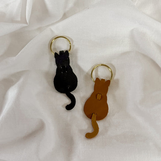 Leather Cat Keychain