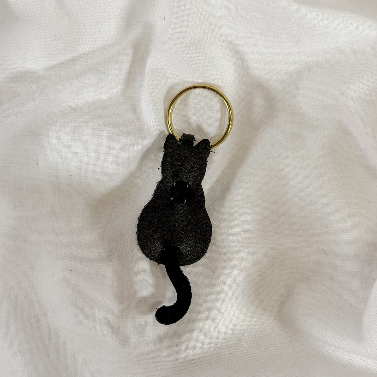 Leather Cat Keychain