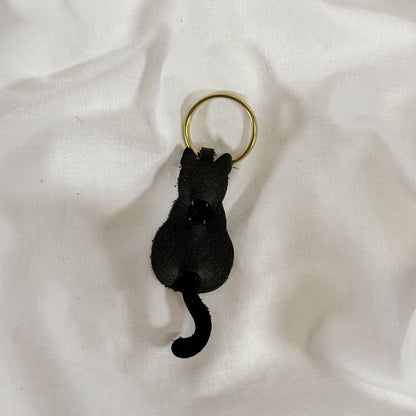 Leather Cat Keychain