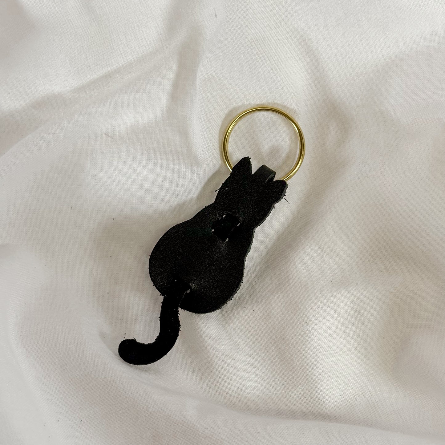 Leather Cat Keychain