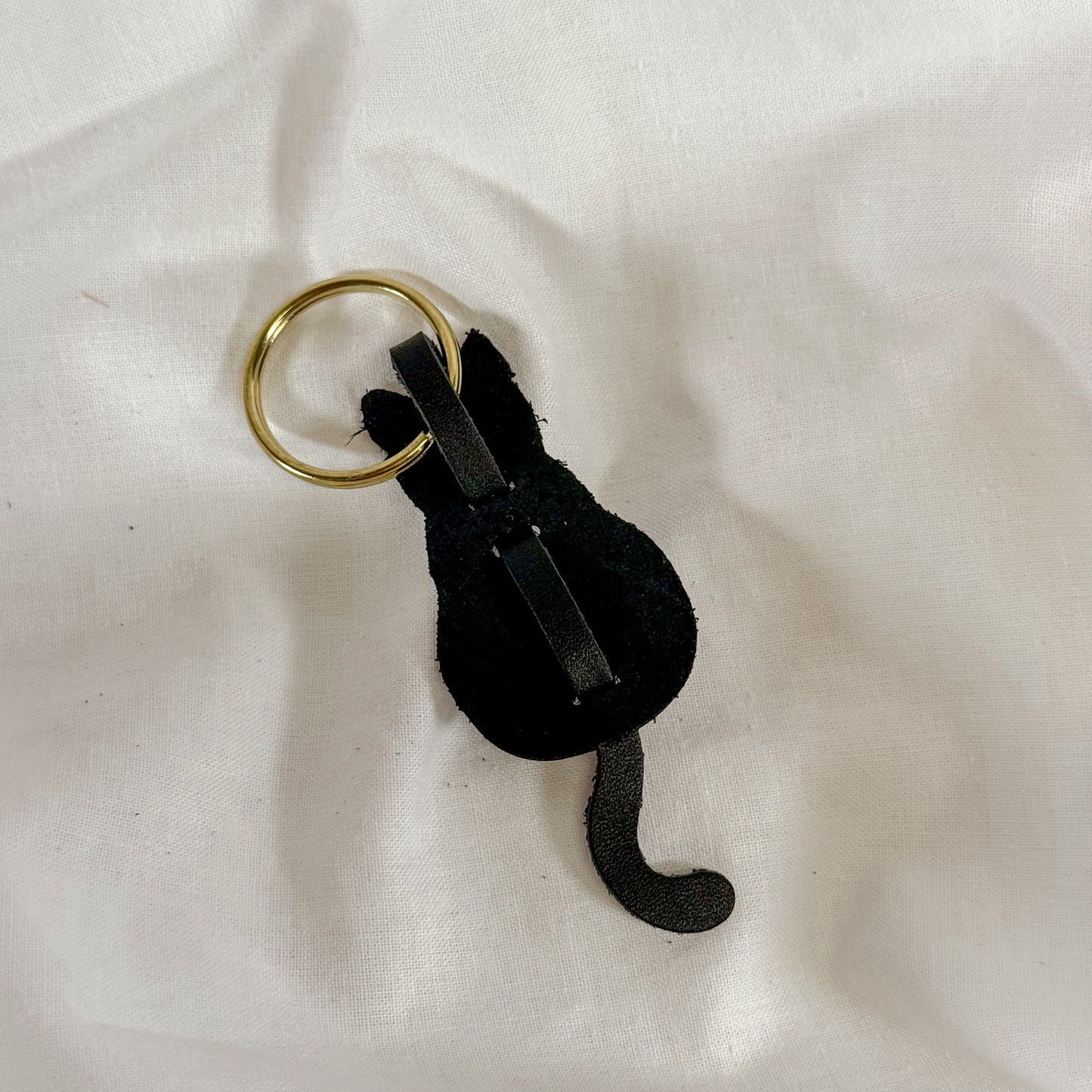 Leather Cat Keychain