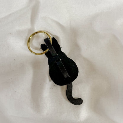 Leather Cat Keychain