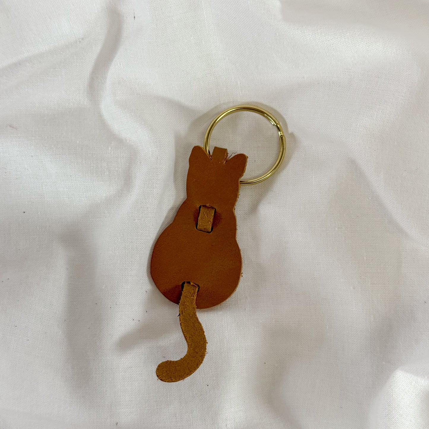 Leather Cat Keychain