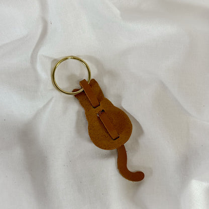 Leather Cat Keychain