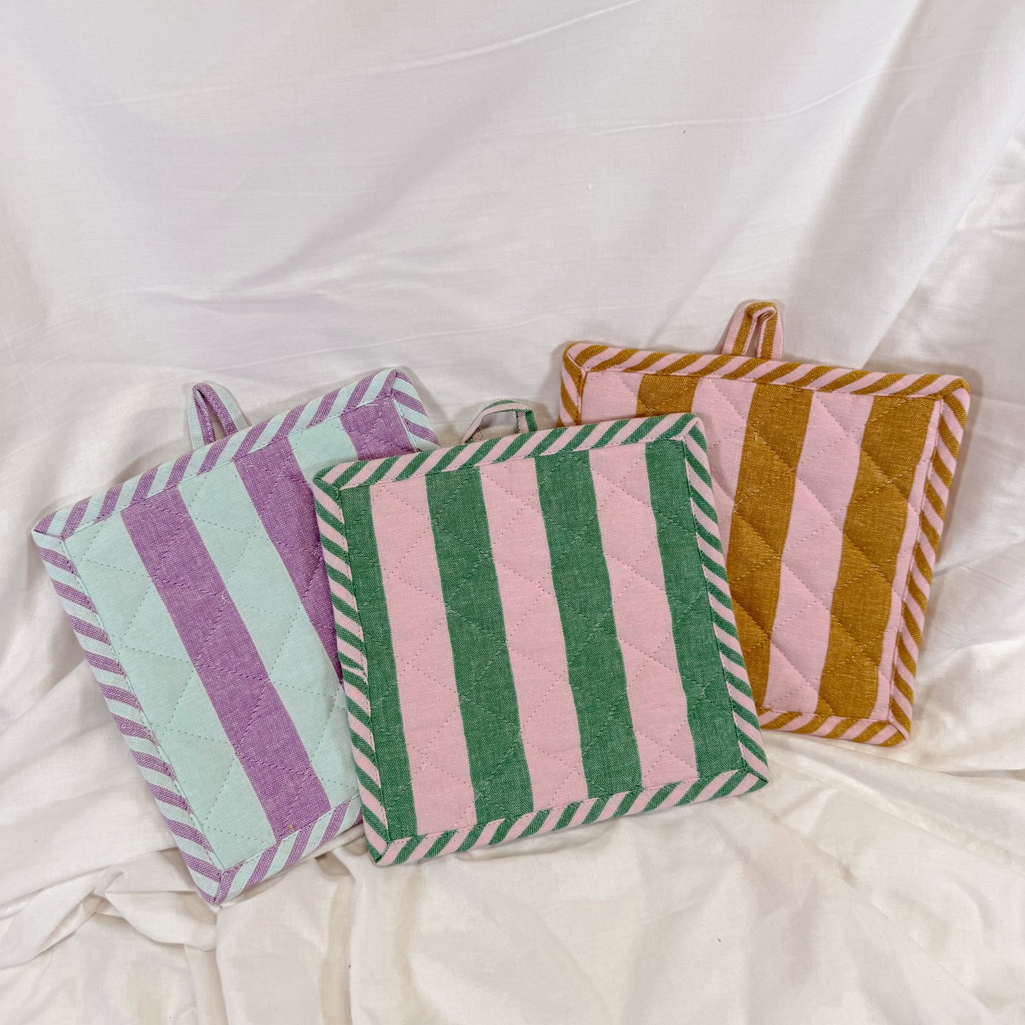 Color Block Stripe Pot Holder