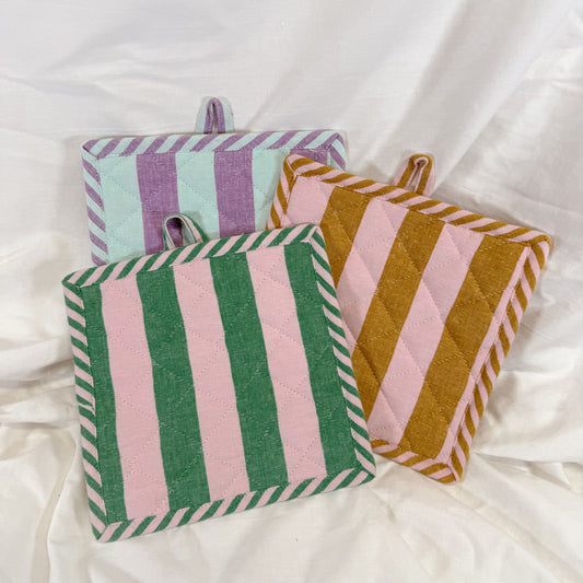 Color Block Stripe Pot Holder