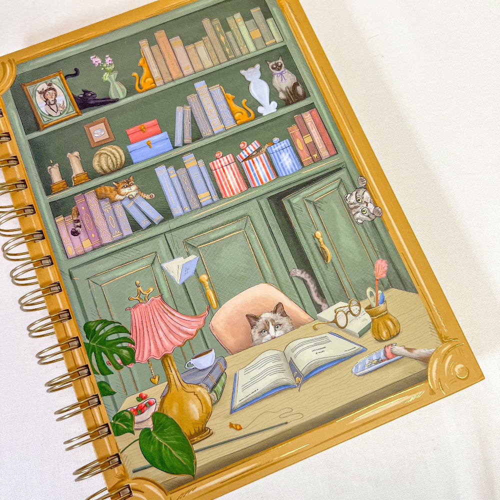 Library Cat Spiral Notebook