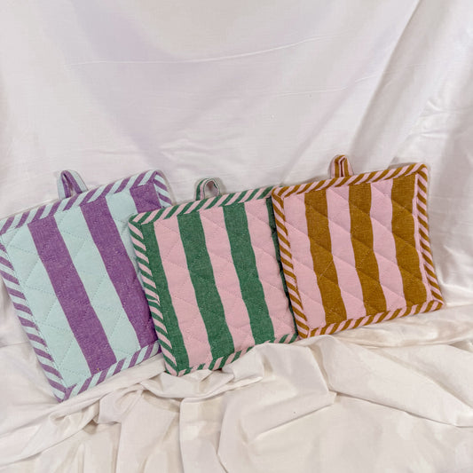 Color Block Stripe Pot Holder