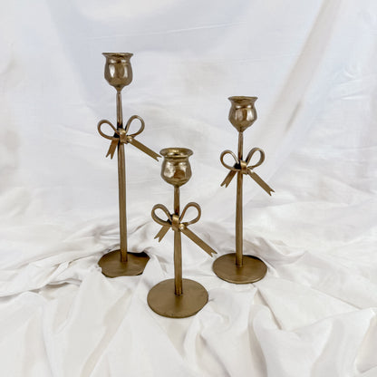 Gold Bow Candle Holder