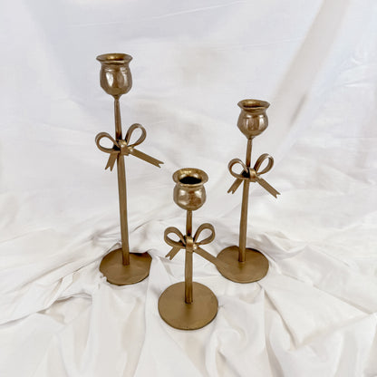 Gold Bow Candle Holder