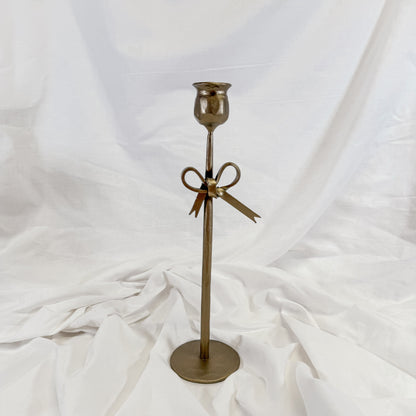 Gold Bow Candle Holder