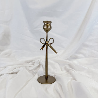 Gold Bow Candle Holder