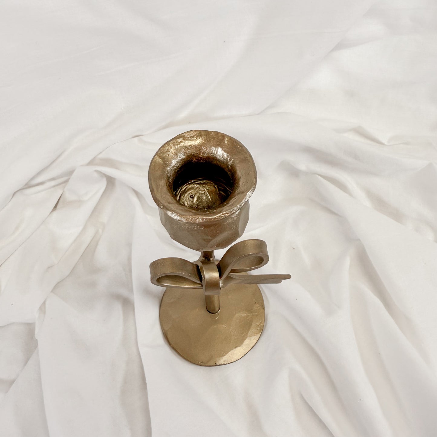 Gold Bow Candle Holder