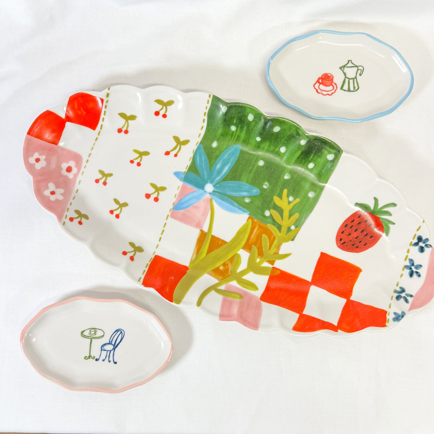 Patchwork Fruits Scalloped Tray