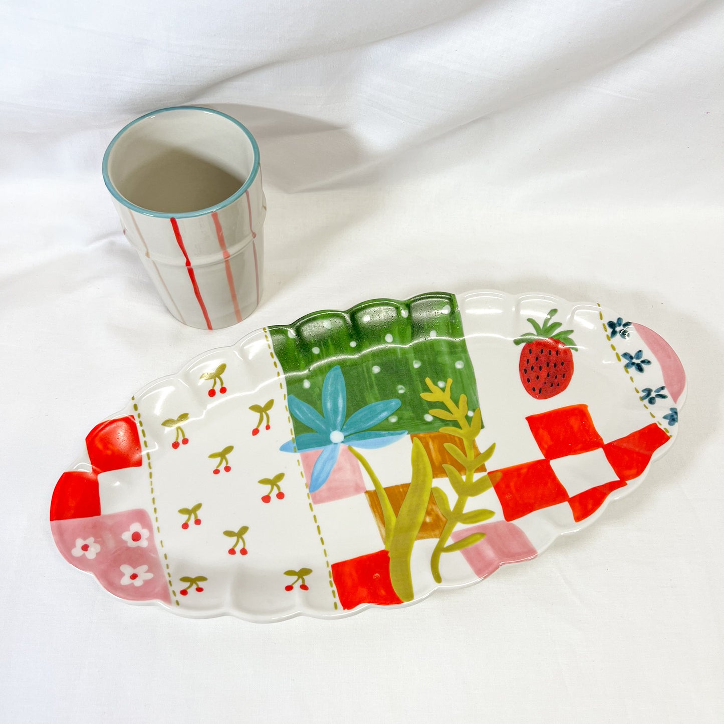 Patchwork Fruits Scalloped Tray