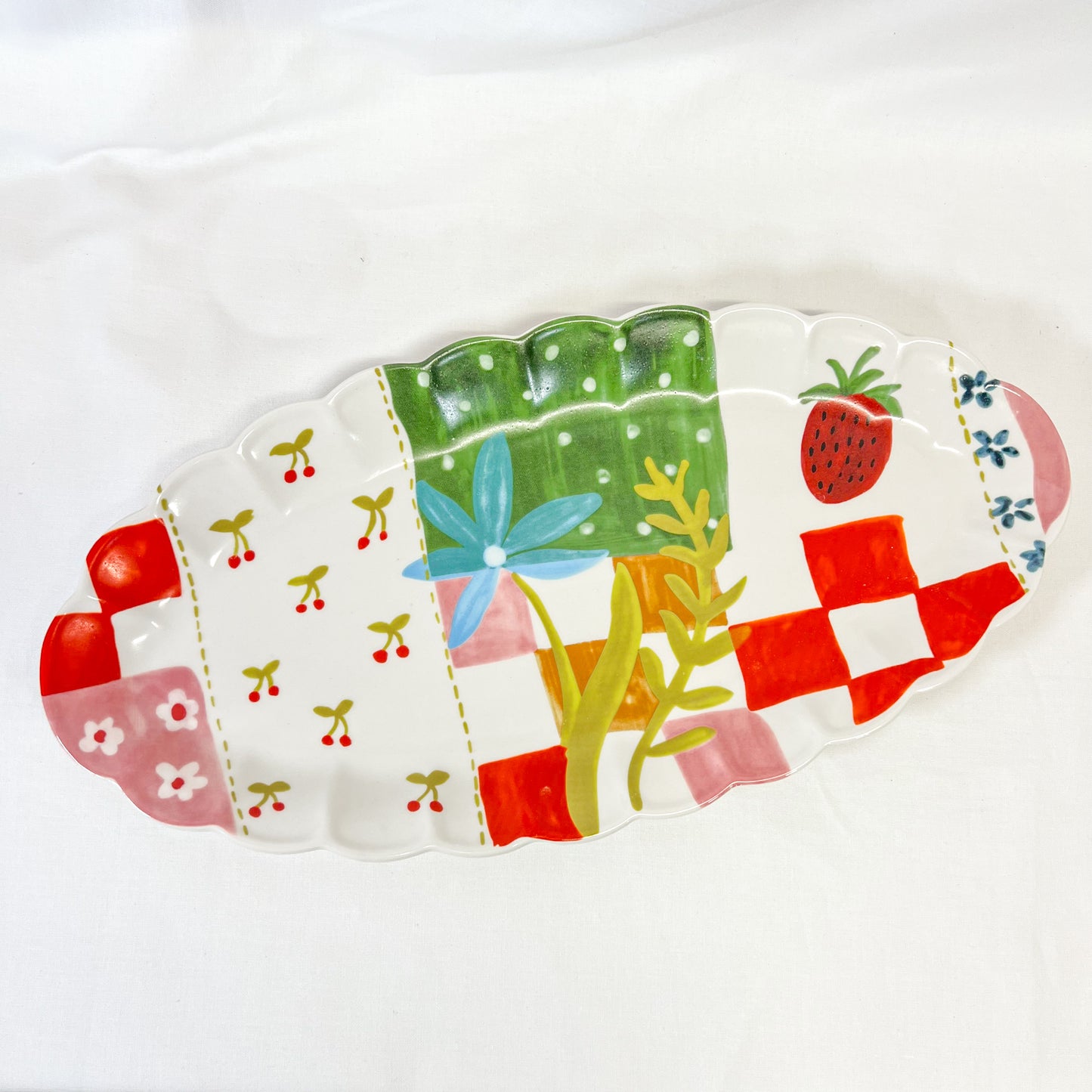 Patchwork Fruits Scalloped Tray