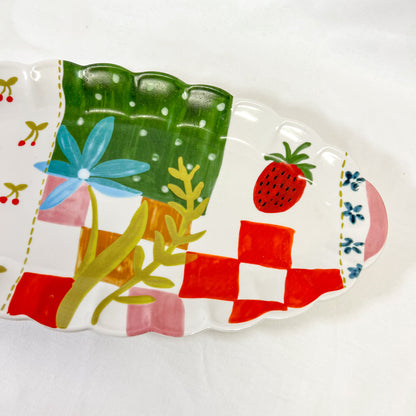 Patchwork Fruits Scalloped Tray