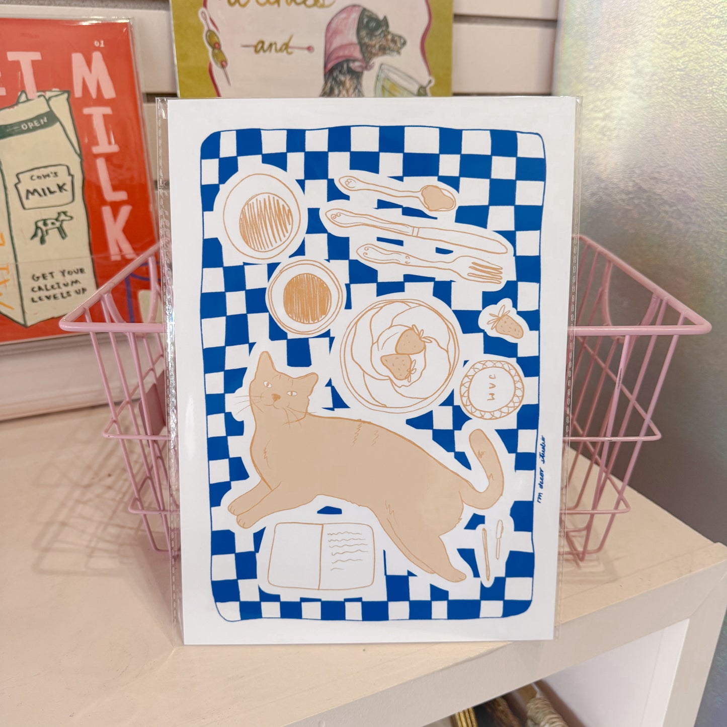 Cat Picnic Wall Art Print