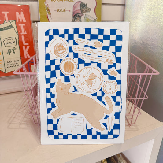 Cat Picnic Wall Art Print
