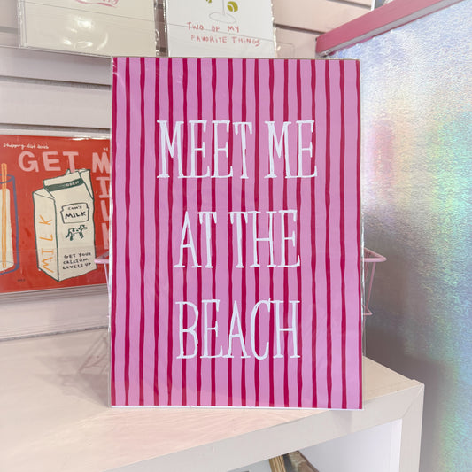 Meet Me At The Beach Striped Wall Art Print