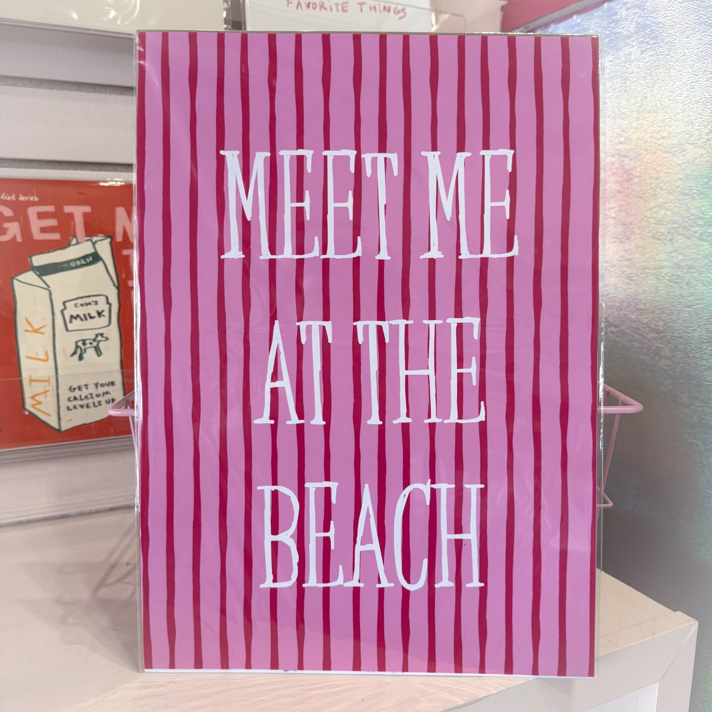 Meet Me At The Beach Striped Wall Art Print