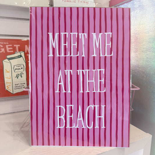 Meet Me At The Beach Striped Wall Art Print