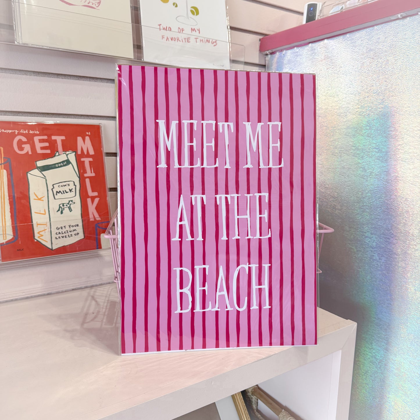 Meet Me At The Beach Striped Wall Art Print