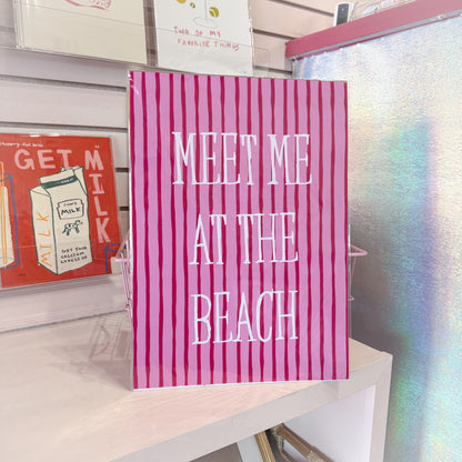 Meet Me At The Beach Striped Wall Art Print