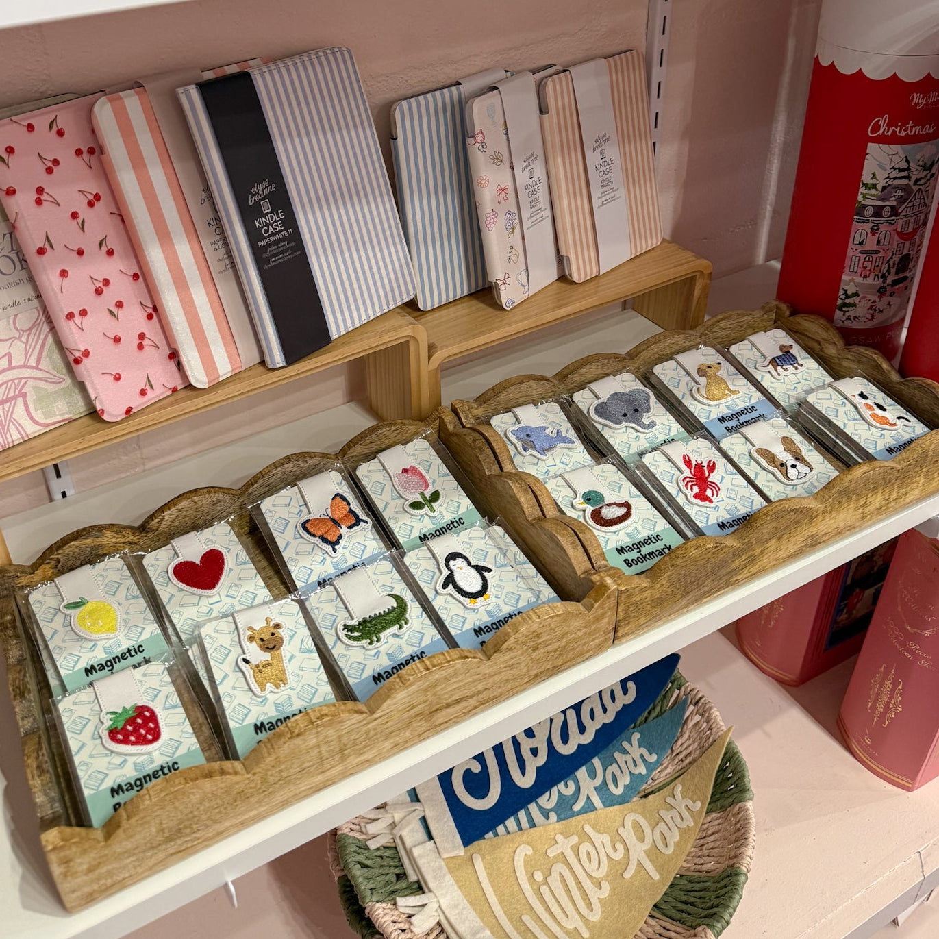 Embroidered Leather Magnetic Bookmark