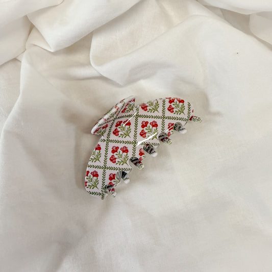Fall Block Floral Claw Hair Clip