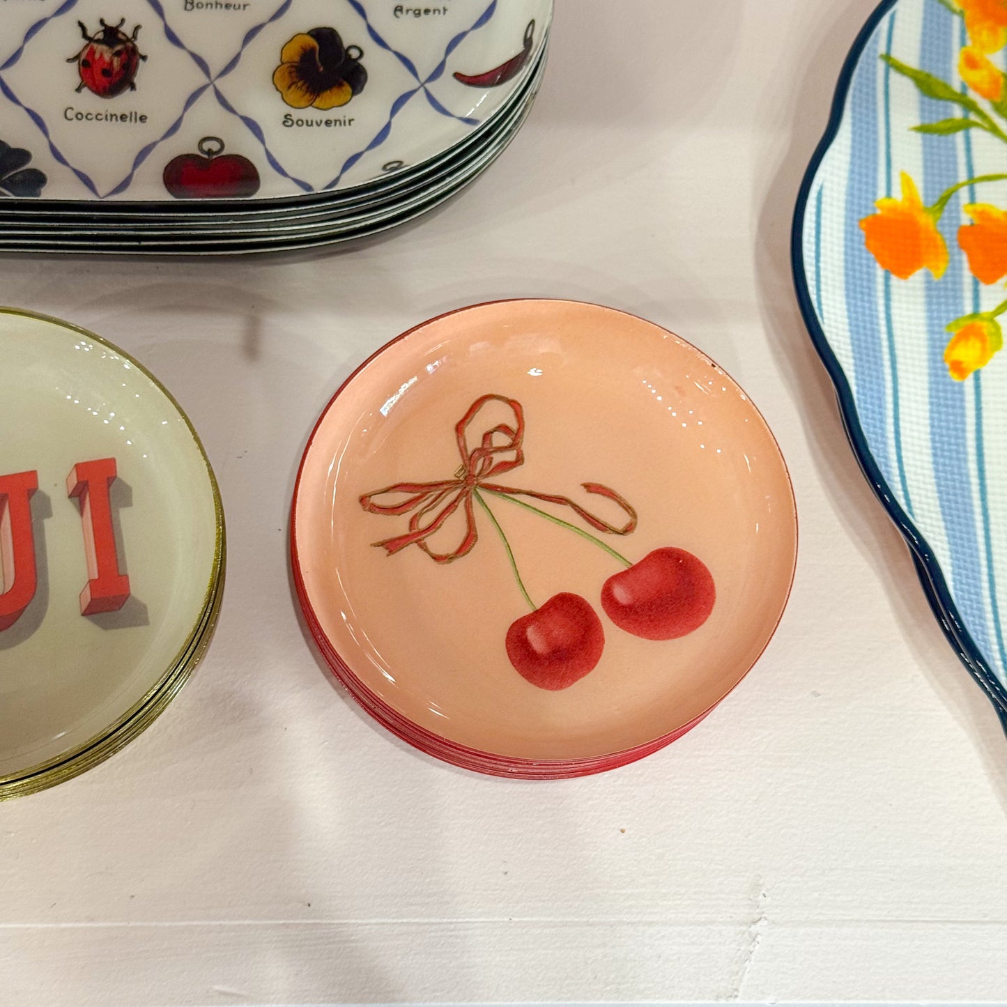 Cherry Bow Enamel Tray