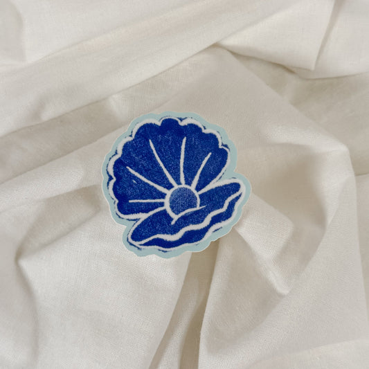 Blue Open Clam Shell Vinyl Sticker