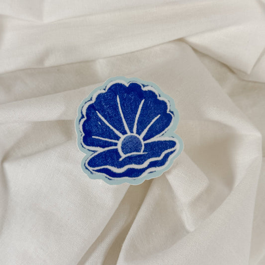 Blue Open Clam Shell Vinyl Sticker