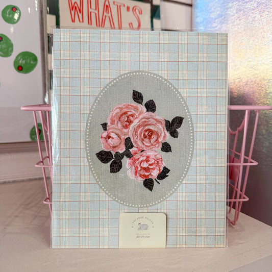 Plaid Roses Wall Art Print