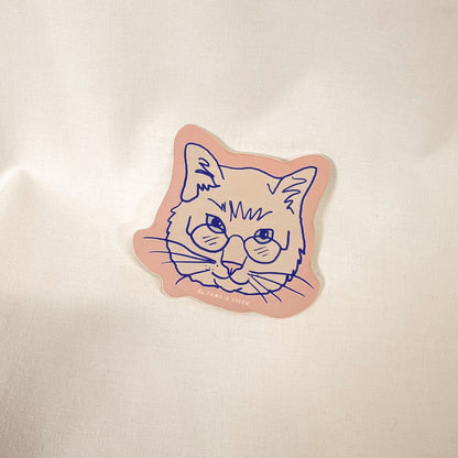 Reading Cat Vinyl Sticker