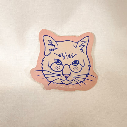 Reading Cat Vinyl Sticker