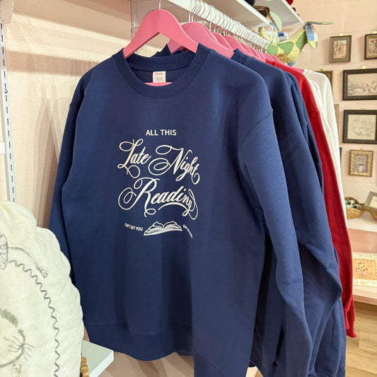 Late Night Reading Crewneck Sweatshirt