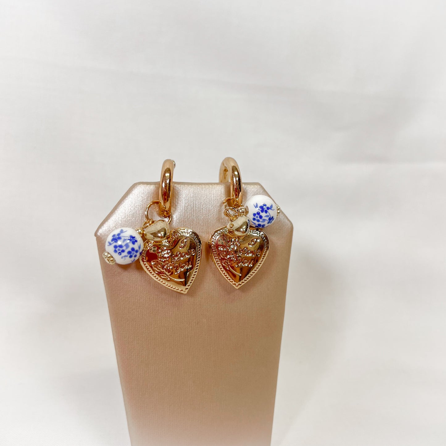 Porcelain Locket Huggie Hoop Earrings