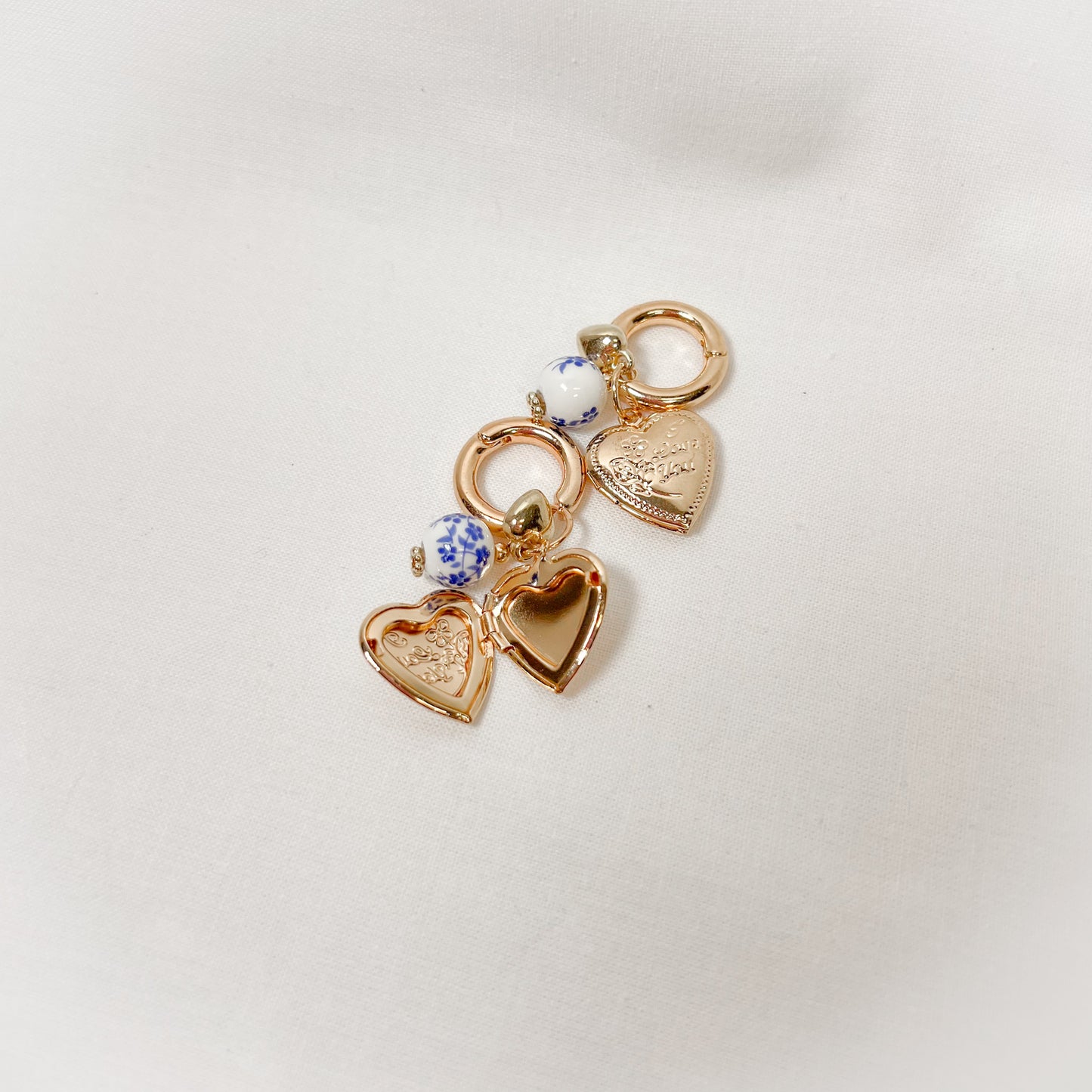Porcelain Locket Huggie Hoop Earrings
