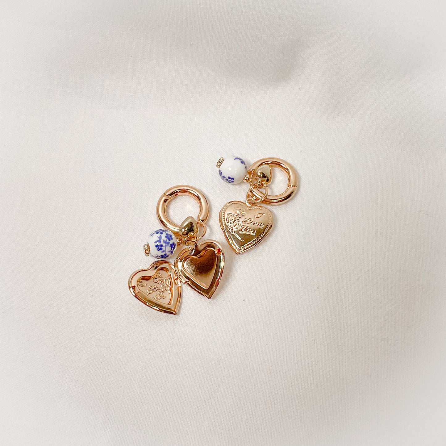 Porcelain Locket Huggie Hoop Earrings