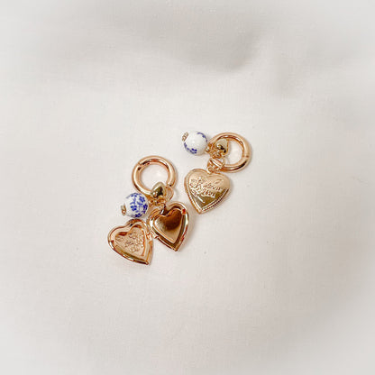 Porcelain Locket Huggie Hoop Earrings