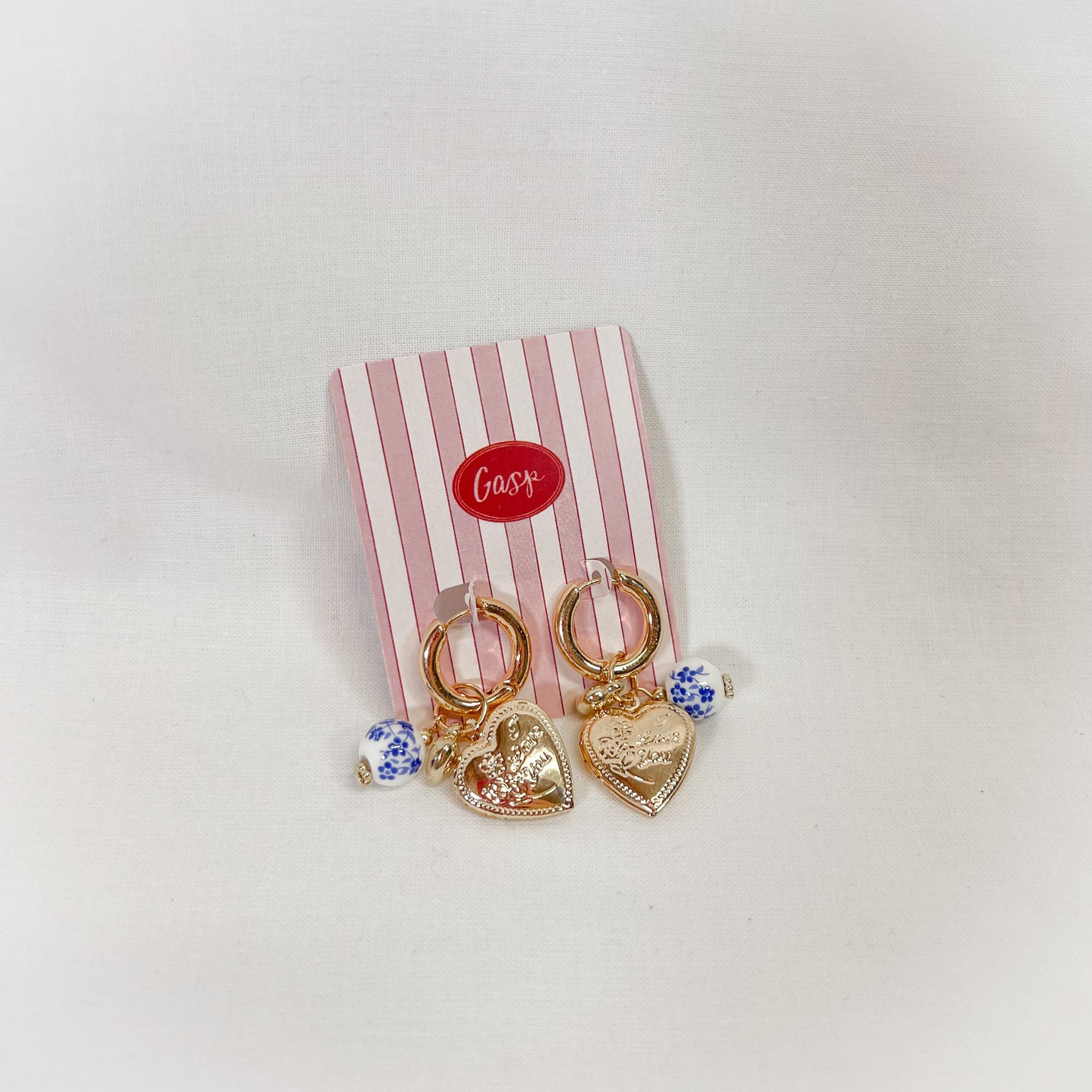 Porcelain Locket Huggie Hoop Earrings