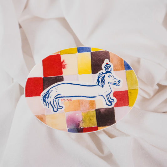 Dachshund Cupcake Vinyl Sticker