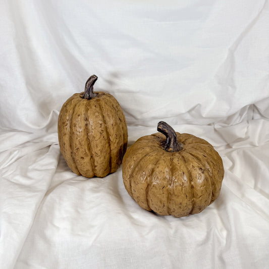 Textured Tan Decorative Pumpkin