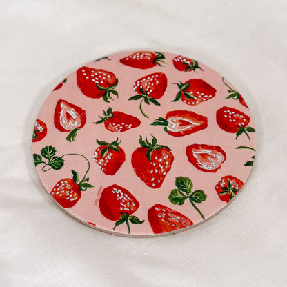 Strawberries Cork Coaster