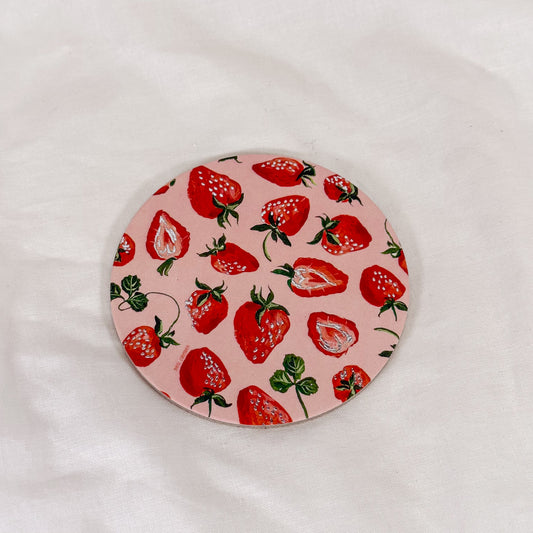 Strawberries Cork Coaster
