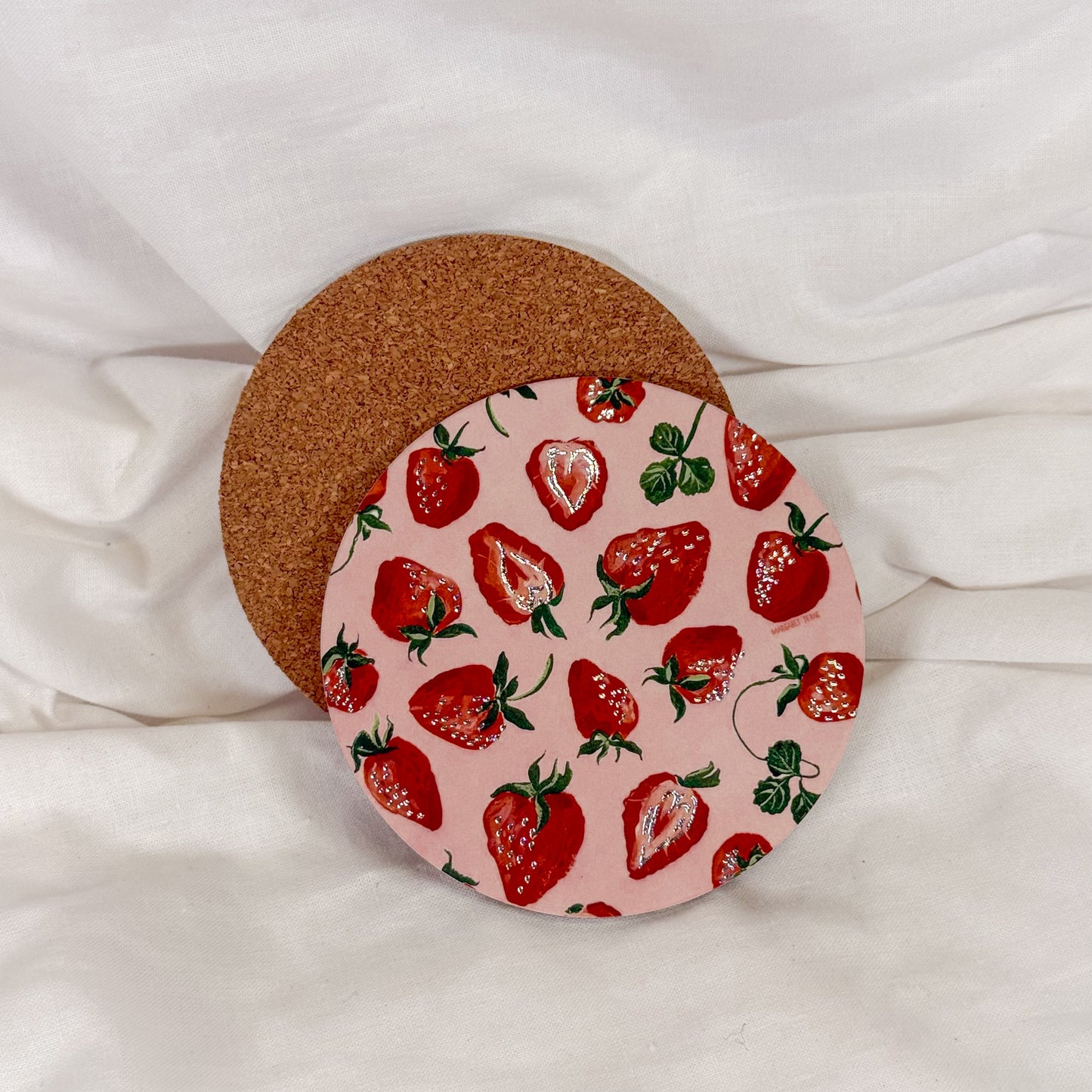 Strawberries Cork Coaster