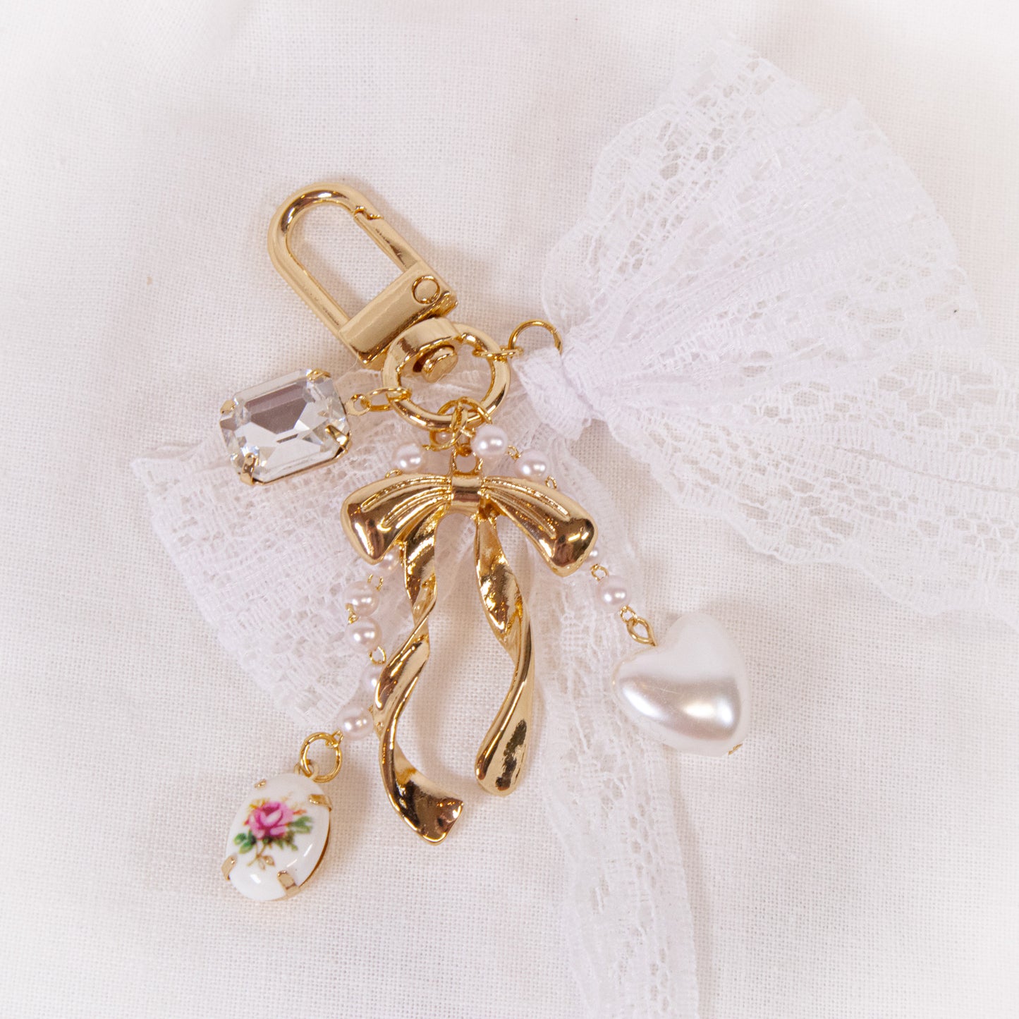 Lace Bow Bag Charm Keychain